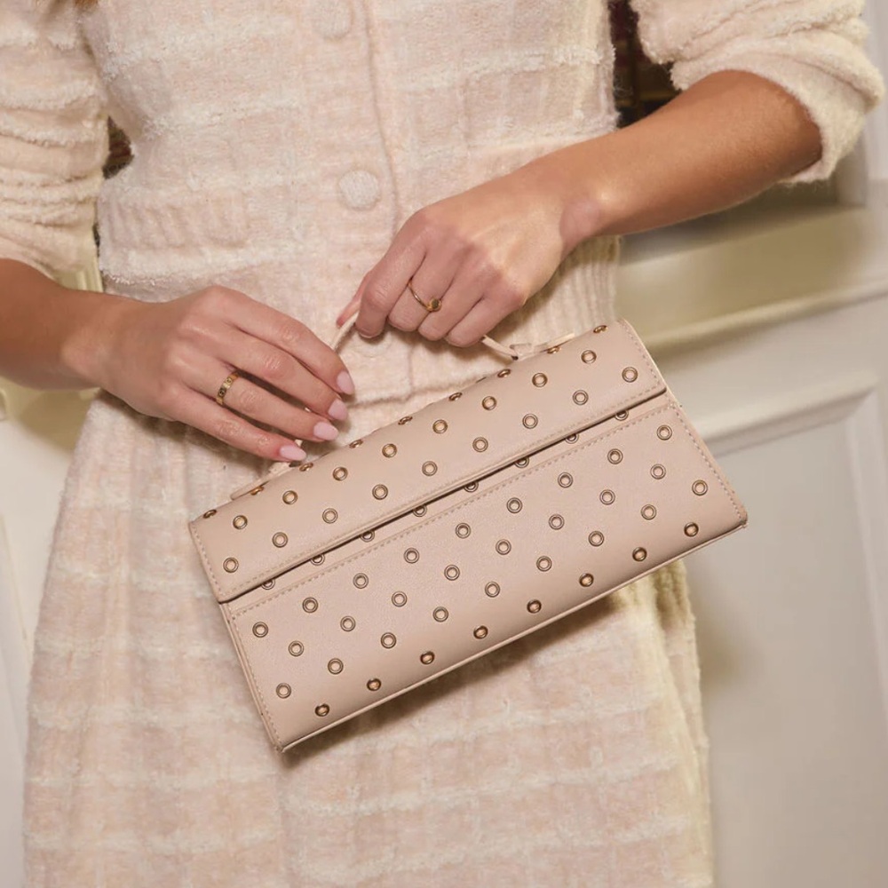 BRAND NEW Oatmilk with Gold Grommet Hole Top Handle Bag (with shoulder strap)